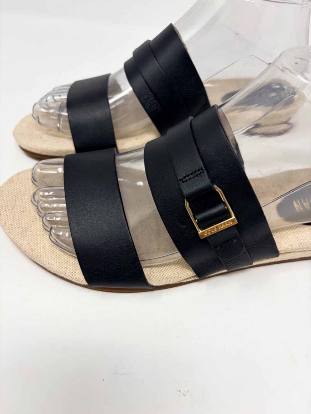 Cole Haan Francine Black Leather Double-Strap Slide Sandal, NEW Size 7 MSRP $150 - Picture 5 of 13